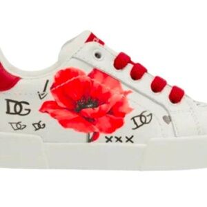 Dolce & Gabbana Poppy Print Portofino Girls Sneaker graffiti size 21